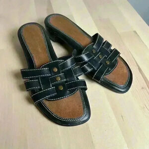 90s Y2K Style Montego Bay Club Leather Upper Black Slip On Flats Size 7